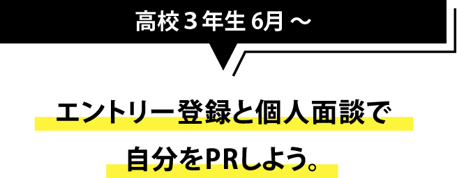 エントリー登録と個人面談で自分をPRしよう。