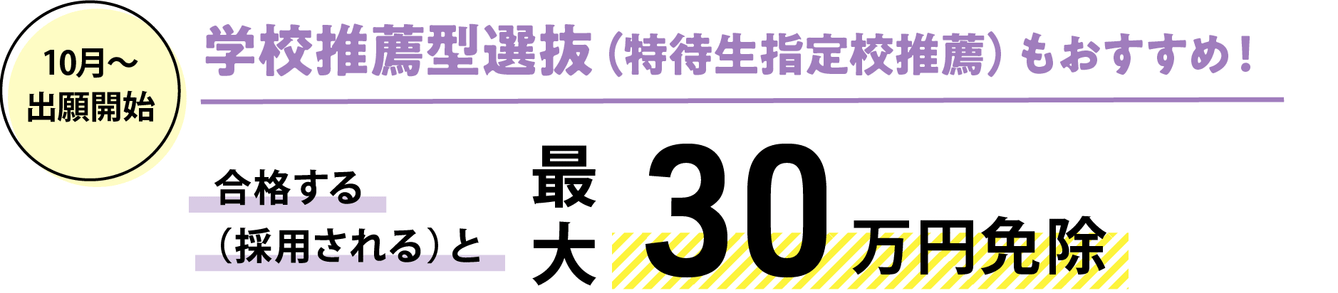 学校推薦型選抜（特待生指定校推薦）もおすすめ！